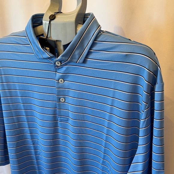 RLX Ralph Lauren Light Blue Striped Polo golf Shirt wickening - Picture 6 of 9